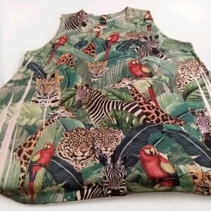 Big Bang USA 2XL Women Safari Jungle Animal Print Tank Top Embellished Bling Y2k